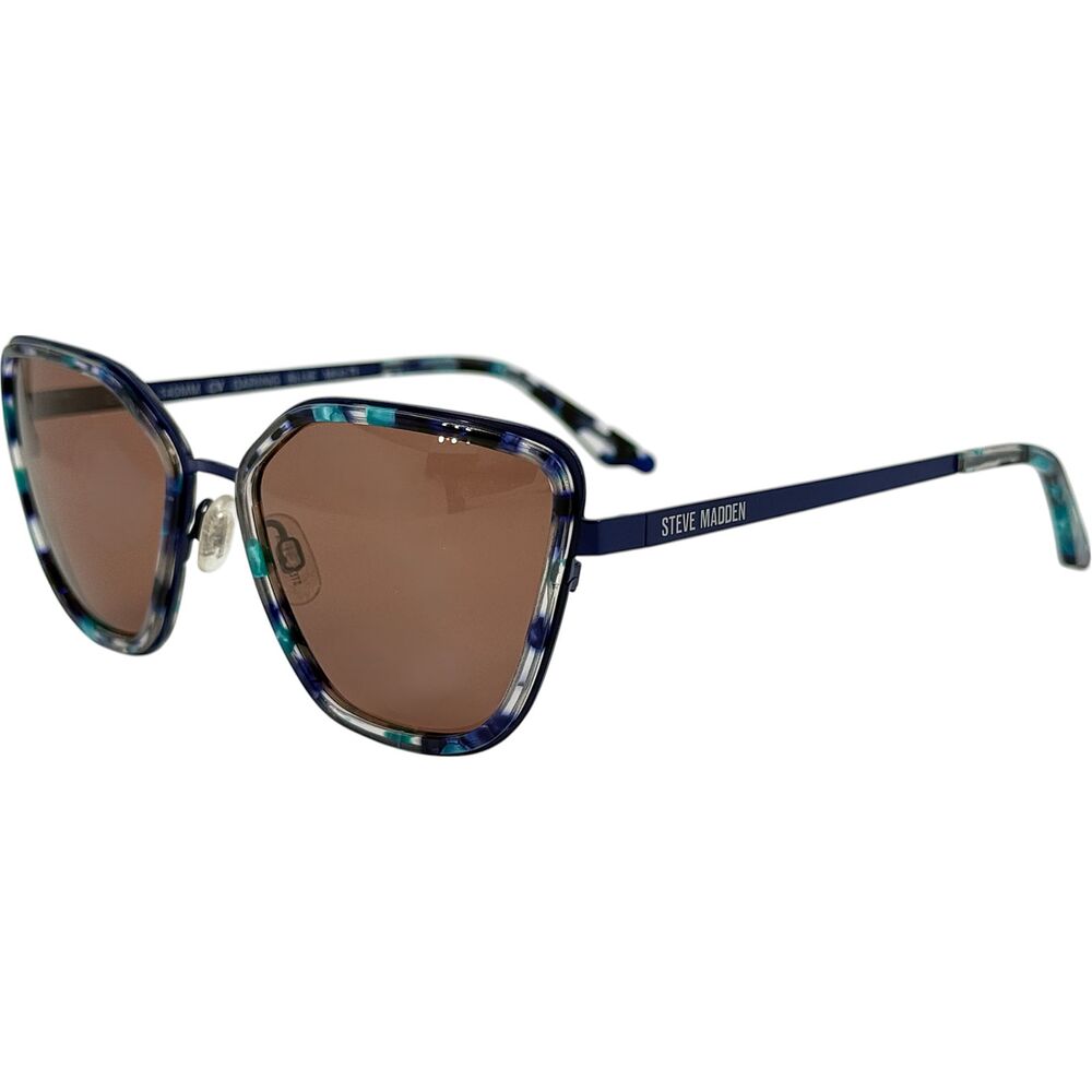 Steve Madden Dariing Womens Metal Sunglass Blue Multi 55-17 Brown Lenses